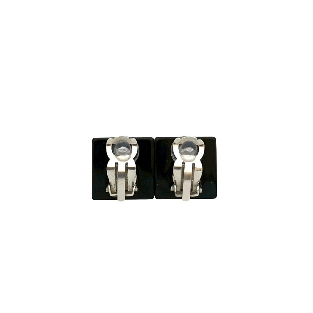 CHANEL Authentic Black Logo Earrings - Picture 5 of 6